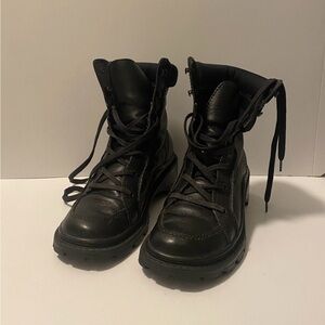 Esprit Black Leather Women Combat & Moto Boots Size 7,5